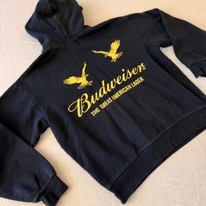 Budweiser PacSun Mens Hoodie Medium Black Graphic Eagle Great American Lager